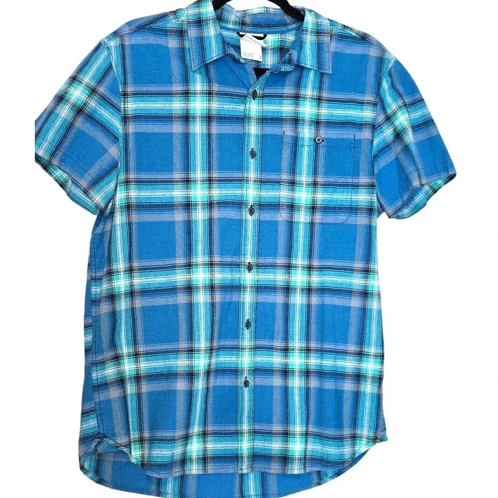 The North Face Loghill Hiking‎ Shirt SS Plaid Check Mens size Medium Outdoor